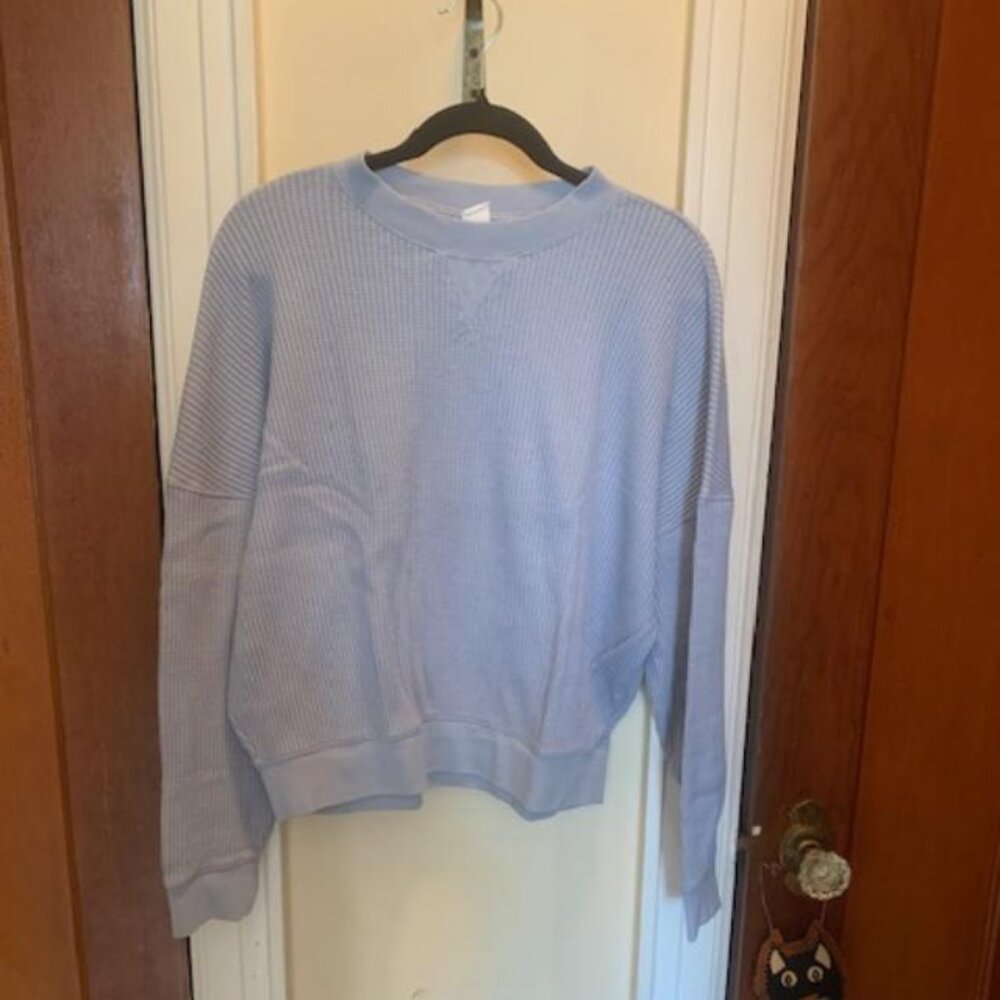 Baby Blue Thermal Crop Sweater